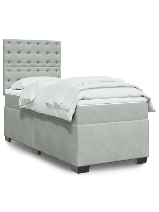 Box spring postel s matrací světle šedá 90x190 cm samet
