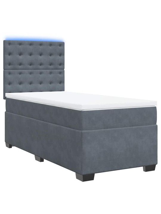 Box spring postel s matrací tmavě šedá 90x190 cm samet