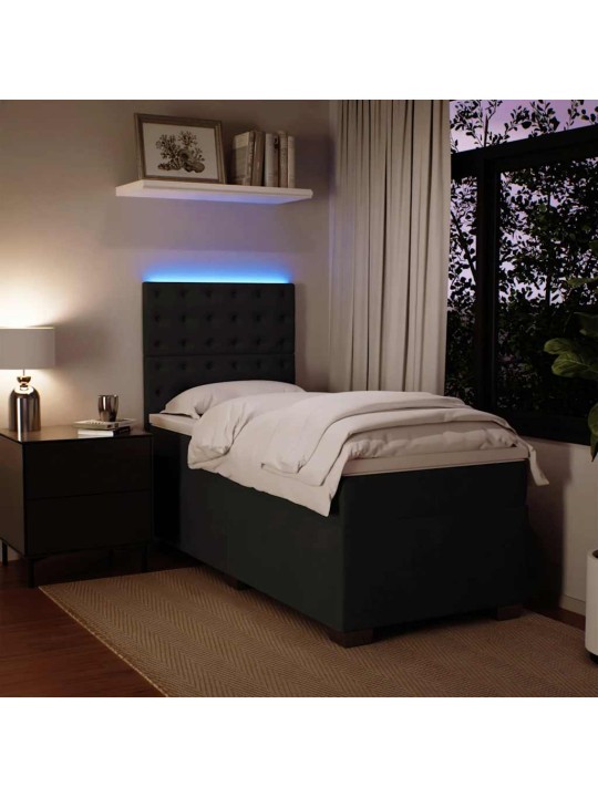 Box spring postel s matrací černá 90x190 cm samet