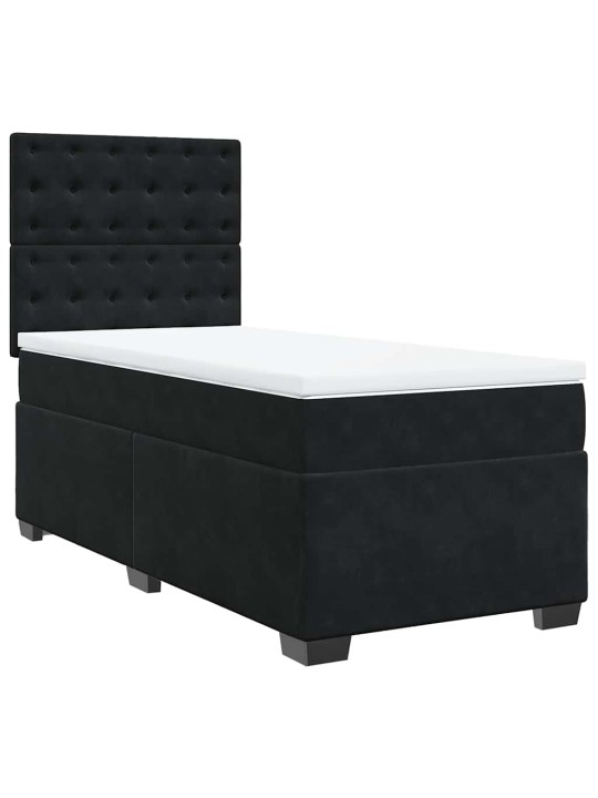 Box spring postel s matrací černá 90x190 cm samet
