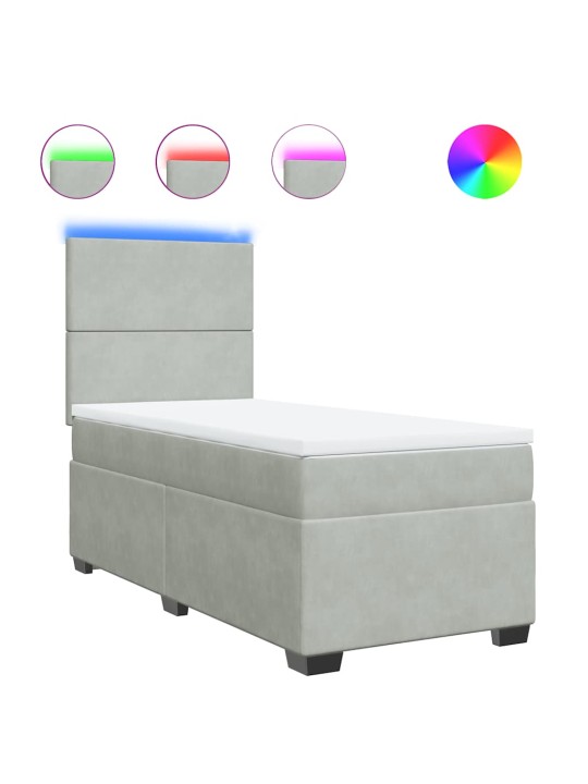 Box spring postel s matrací světle šedá 90x200 cm samet