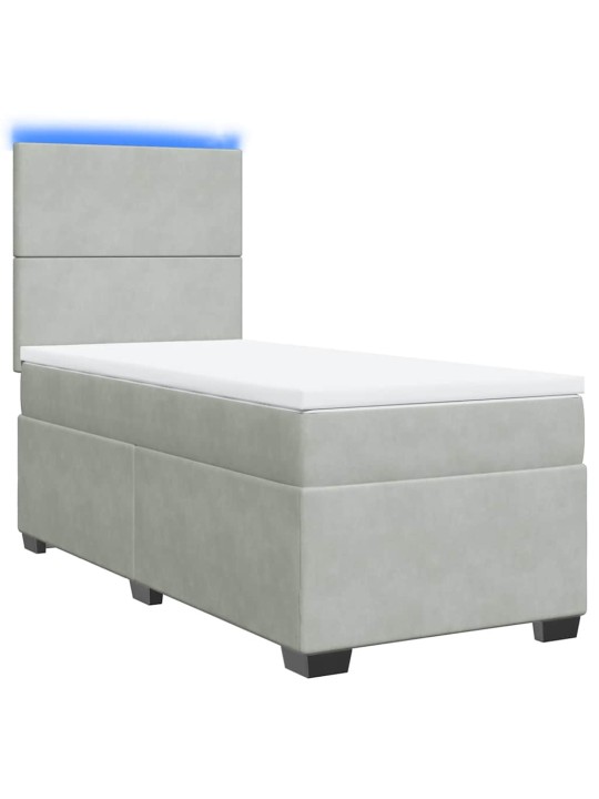 Box spring postel s matrací světle šedá 90x200 cm samet