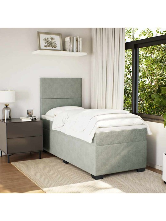 Box spring postel s matrací světle šedá 90x200 cm samet
