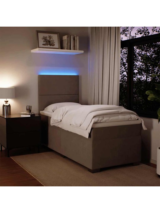 Box spring postel s matrací světle šedá 90x200 cm samet