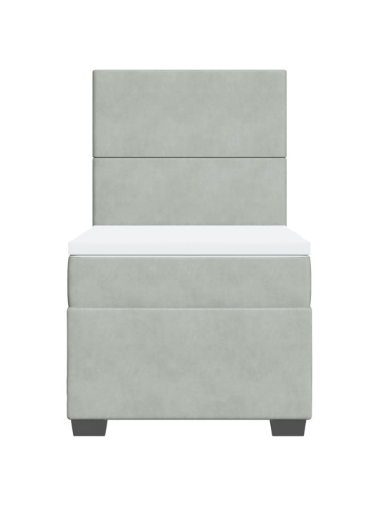 Box spring postel s matrací světle šedá 90x200 cm samet