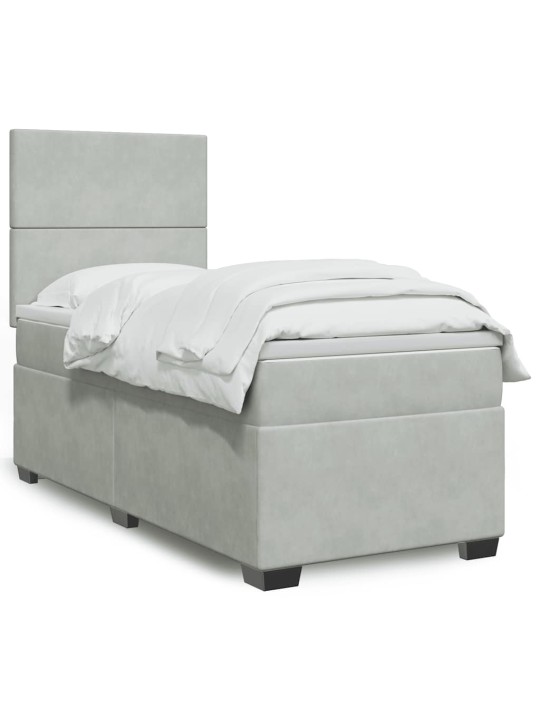 Box spring postel s matrací světle šedá 90x200 cm samet