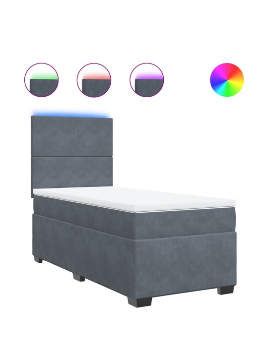 Box spring postel s matrací tmavě šedá 90x200 cm samet