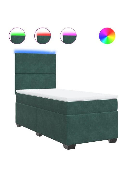 Box spring postel s matrací tmavě zelená 90x200 cm samet