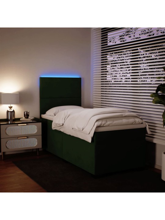 Box spring postel s matrací tmavě zelená 90x200 cm samet
