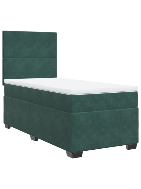 Box spring postel s matrací tmavě zelená 90x200 cm samet