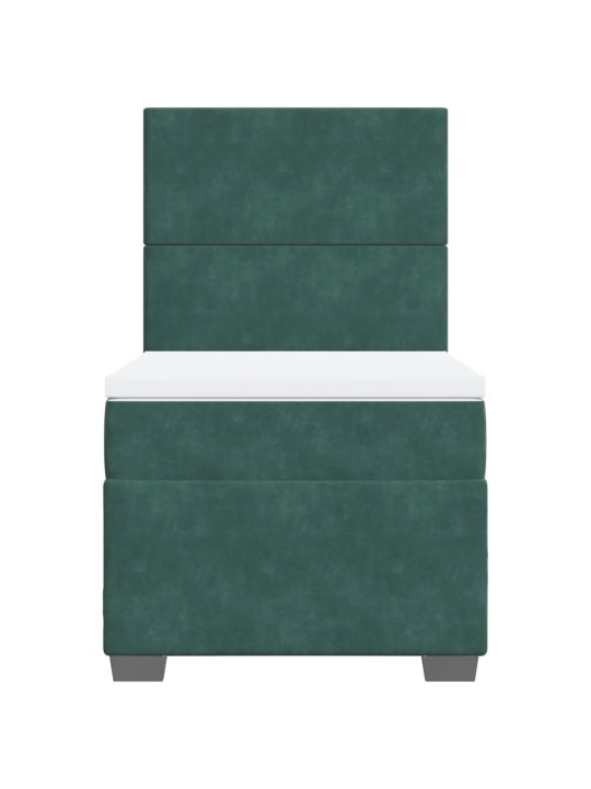 Box spring postel s matrací tmavě zelená 90x200 cm samet