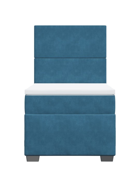 Box spring postel s matrací modrá 90 x 200 cm samet