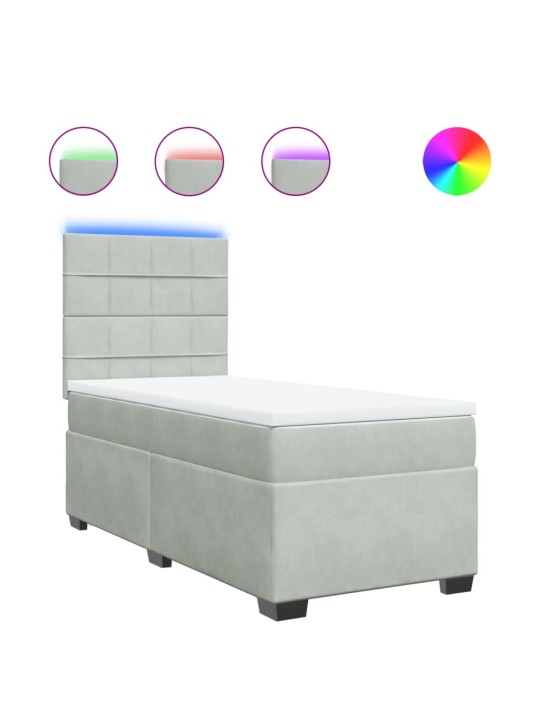 Box spring postel s matrací světle šedá 90x200 cm samet