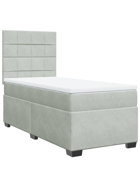 Box spring postel s matrací světle šedá 90x200 cm samet