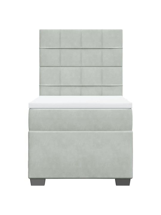 Box spring postel s matrací světle šedá 90x200 cm samet