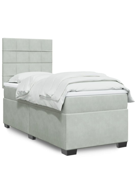 Box spring postel s matrací světle šedá 90x200 cm samet