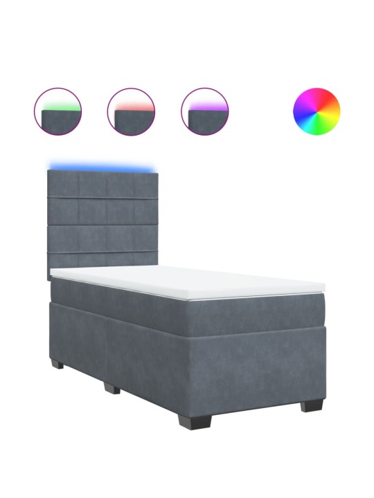 Box spring postel s matrací tmavě šedá 90x200 cm samet