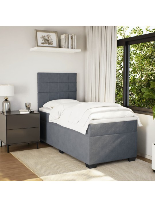 Box spring postel s matrací tmavě šedá 90x200 cm samet