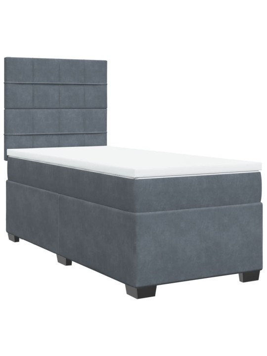 Box spring postel s matrací tmavě šedá 90x200 cm samet