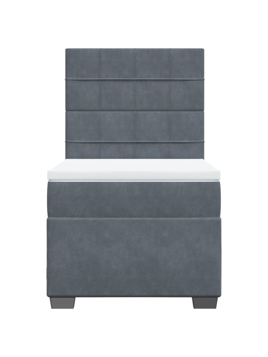 Box spring postel s matrací tmavě šedá 90x200 cm samet