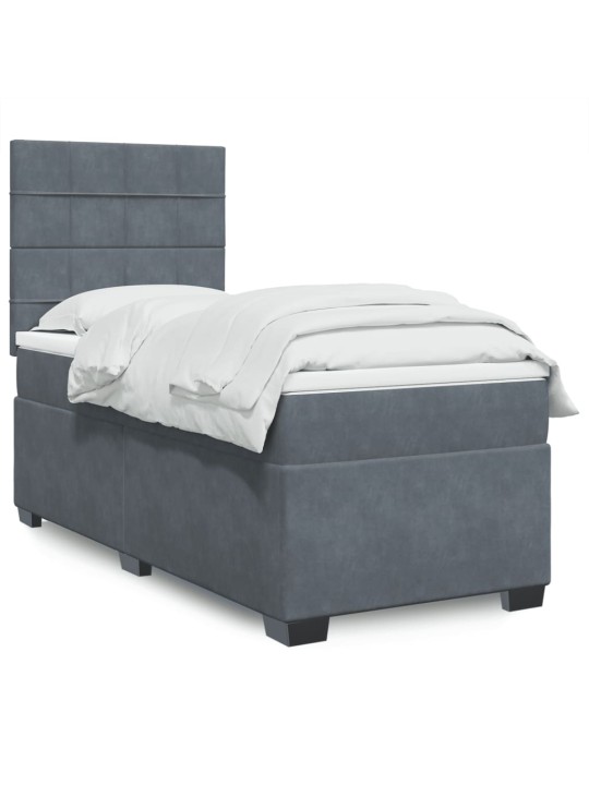 Box spring postel s matrací tmavě šedá 90x200 cm samet
