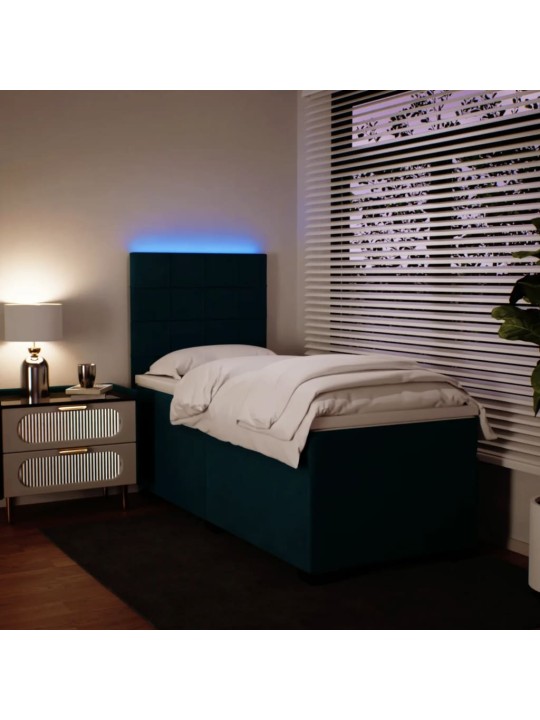 Box spring postel s matrací modrá 90 x 200 cm samet