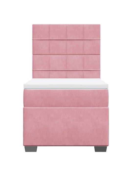 Box spring postel s matrací růžová 90x200 cm samet