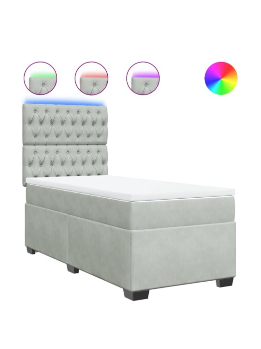 Box spring postel s matrací světle šedá 90x200 cm samet