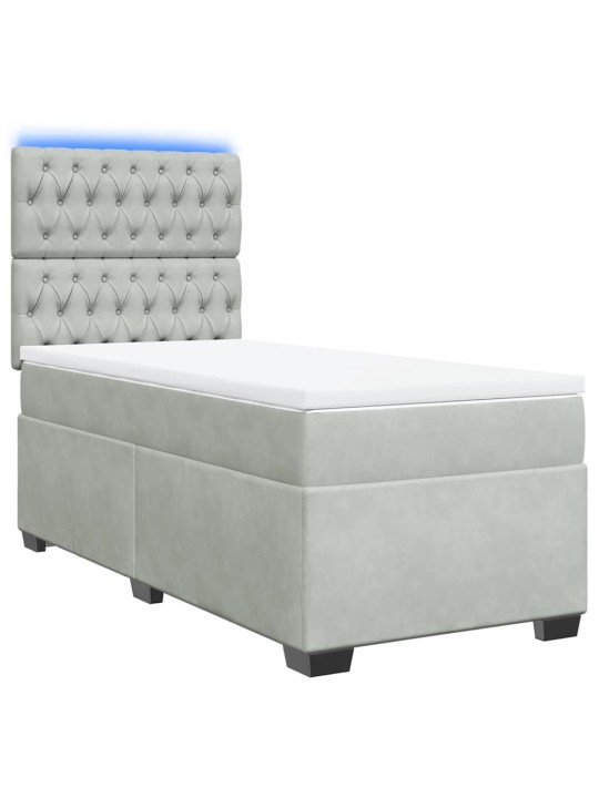Box spring postel s matrací světle šedá 90x200 cm samet
