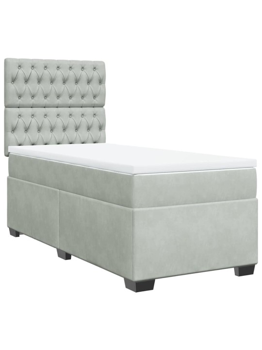 Box spring postel s matrací světle šedá 90x200 cm samet