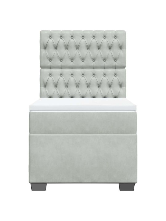 Box spring postel s matrací světle šedá 90x200 cm samet