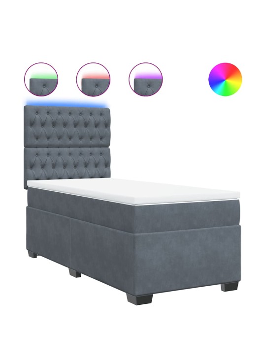 Box spring postel s matrací tmavě šedá 90x200 cm samet