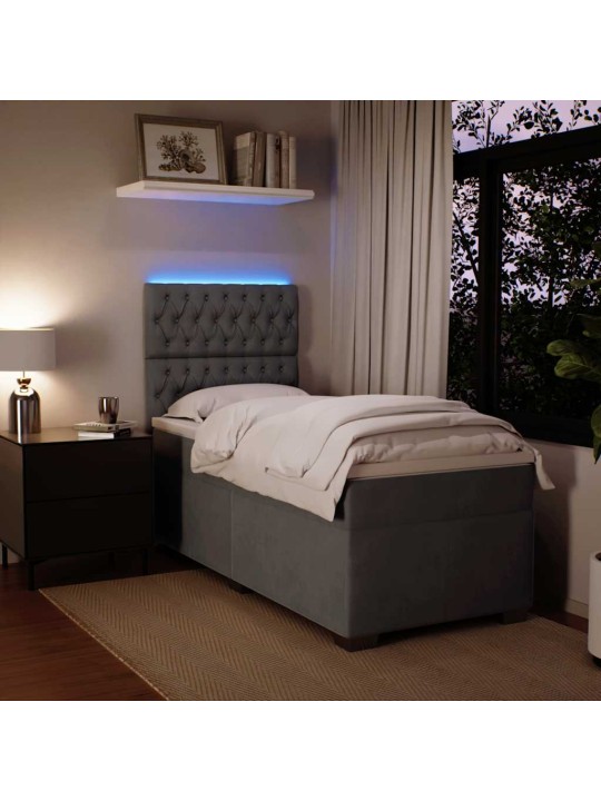 Box spring postel s matrací tmavě šedá 90x200 cm samet