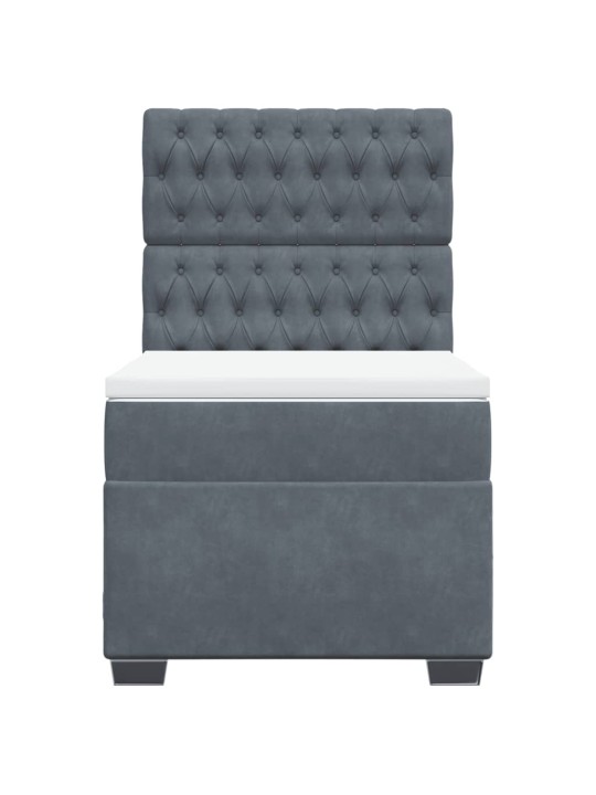 Box spring postel s matrací tmavě šedá 90x200 cm samet