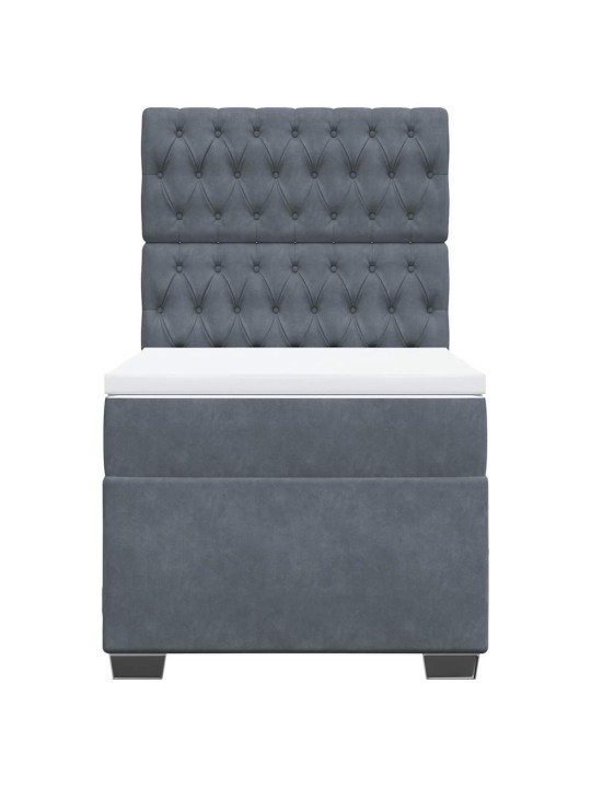 Box spring postel s matrací tmavě šedá 90x200 cm samet