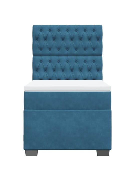 Box spring postel s matrací modrá 90 x 200 cm samet