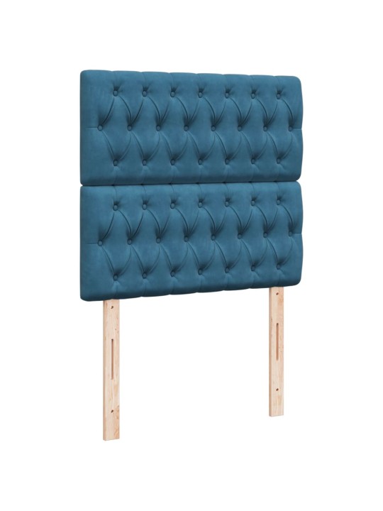 Box spring postel s matrací modrá 90 x 200 cm samet