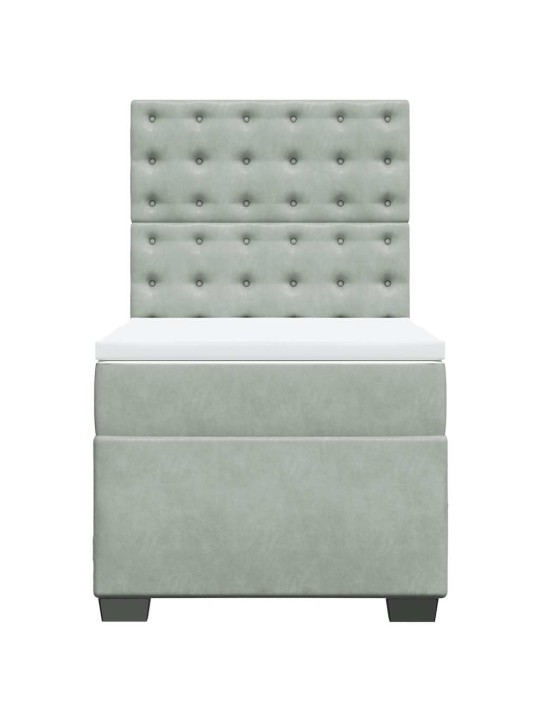 Box spring postel s matrací světle šedá 90x200 cm samet