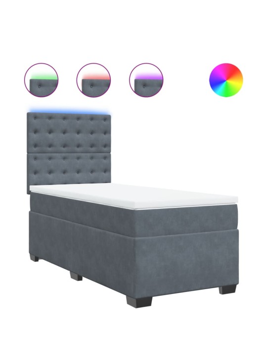 Box spring postel s matrací tmavě šedá 90x200 cm samet
