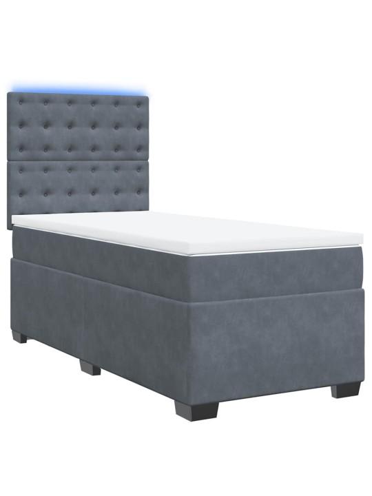 Box spring postel s matrací tmavě šedá 90x200 cm samet
