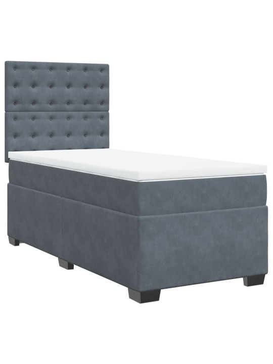 Box spring postel s matrací tmavě šedá 90x200 cm samet