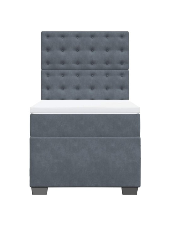 Box spring postel s matrací tmavě šedá 90x200 cm samet
