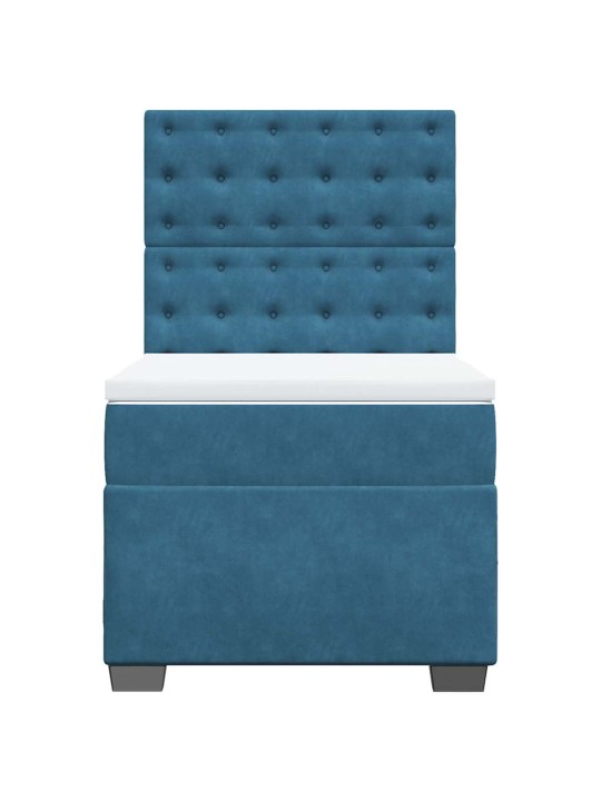 Box spring postel s matrací modrá 90 x 200 cm samet