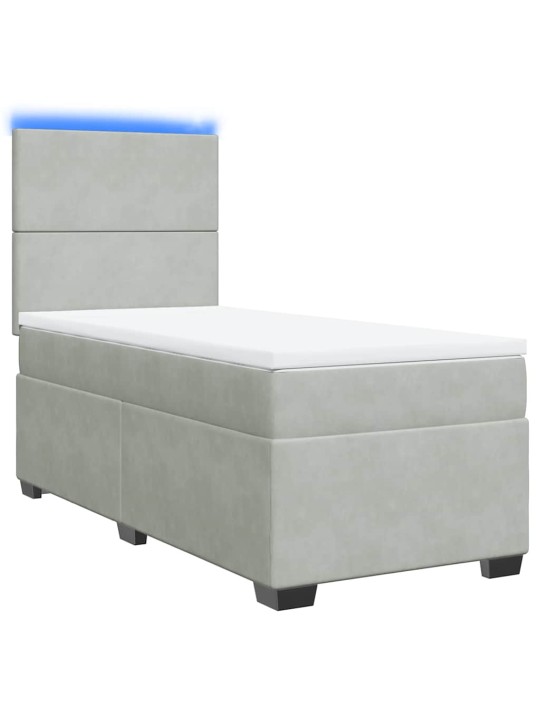 Box spring postel s matrací světle šedá 100x200 cm samet