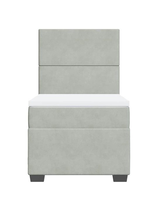 Box spring postel s matrací světle šedá 100x200 cm samet