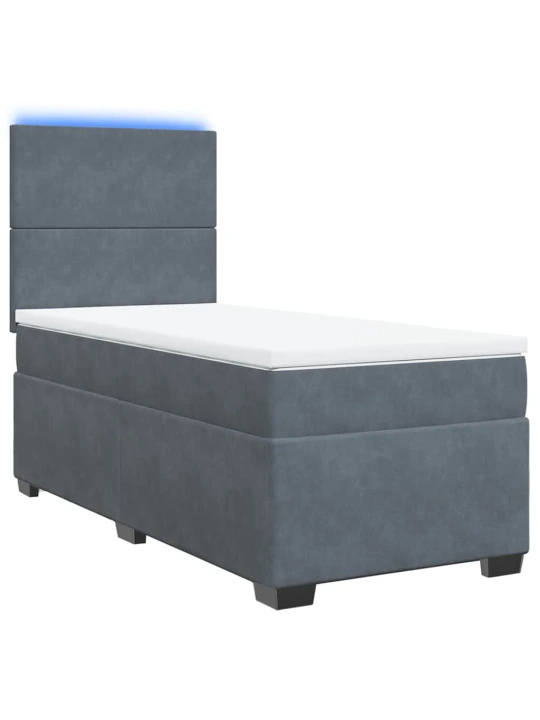 Box spring postel s matrací tmavě šedá 100x200 cm samet