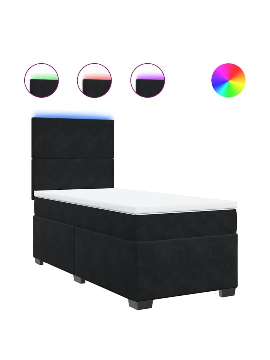 Box spring postel s matrací černá 100x200 cm samet
