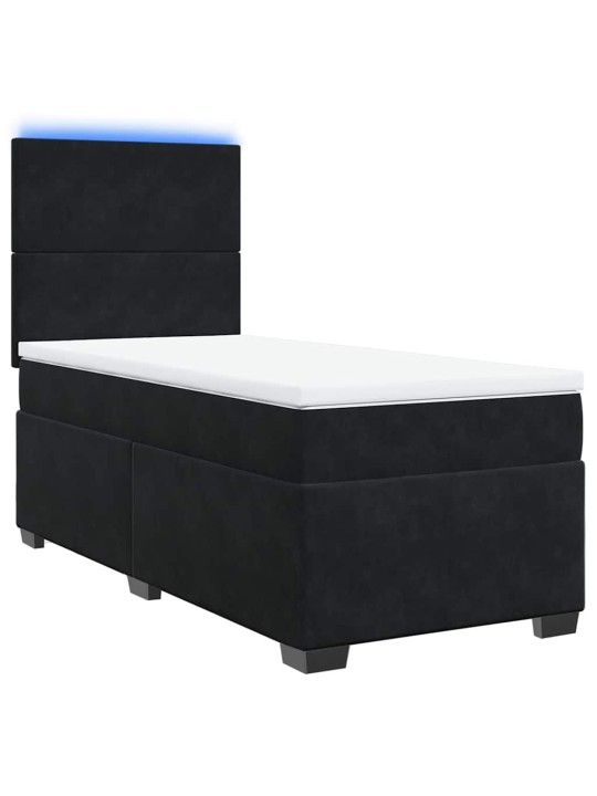 Box spring postel s matrací černá 100x200 cm samet