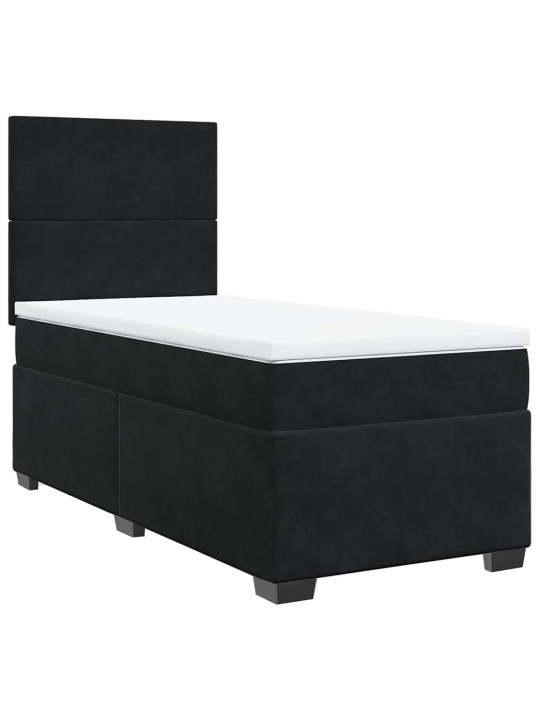 Box spring postel s matrací černá 100x200 cm samet