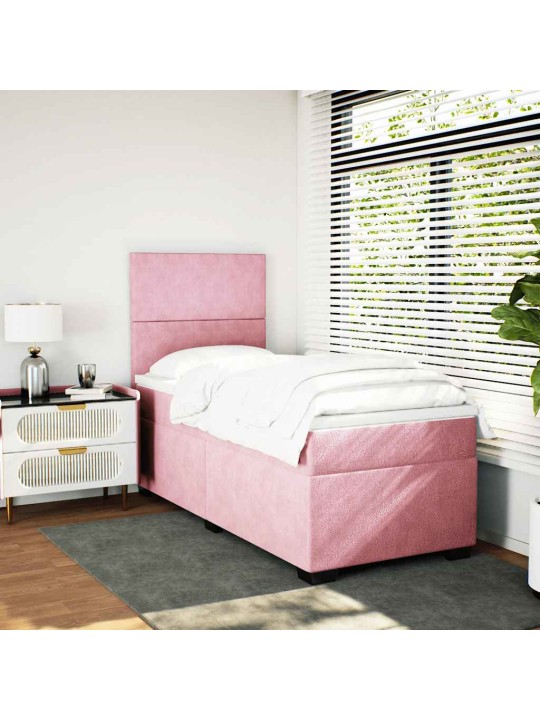 Box spring postel s matrací růžová 100x200 cm samet